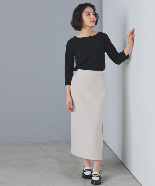 GLACIER lusso(グラシアルッソ)の「【UVカット・接触冷感】7分袖ボートネック(Tシャツ/カットソー・レディース・グリーン/ホワイト×ブラック/グレー系その他/ホワイト/ブラック・L/M/S/LL)」の13枚目の写真