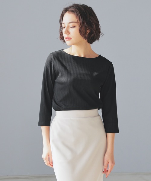 UVカット・接触冷感】7分袖ボートネック（Tシャツ/カットソー