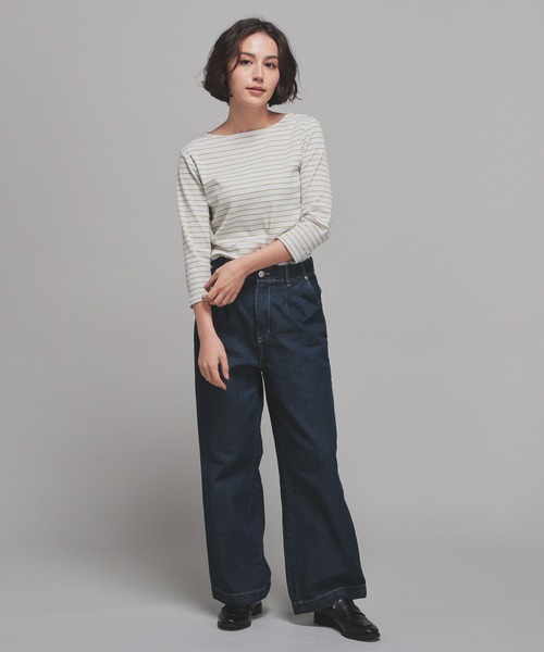 GLACIER lusso(グラシアルッソ)の「【UVカット・接触冷感】7分袖ボートネック(Tシャツ/カットソー・レディース・グリーン/ホワイト×ブラック/グレー系その他/ホワイト/ブラック・L/M/S/LL)」の22枚目の写真