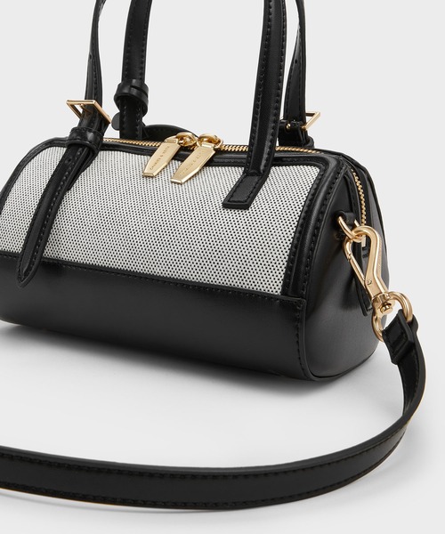 Charles &Keith エノラ キャンバスツートーンボウリングバッグ Enola エノラ キャンバスツートーンボウリングバッグ