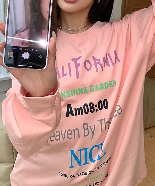 LYEON(リヨン)の「レタリングオーバーサイズロンT(Tシャツ/カットソー・レディース・グレー/ピンク/ホワイト・FREE)」の8枚目の写真