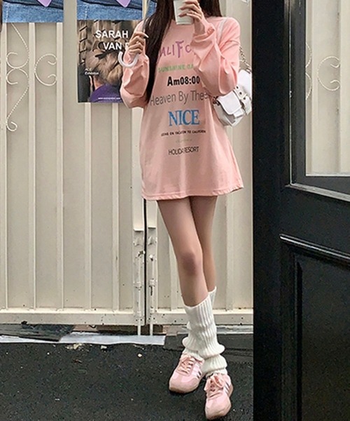 LYEON(リヨン)の「レタリングオーバーサイズロンT(Tシャツ/カットソー・レディース・グレー/ピンク/ホワイト・FREE)」の9枚目の写真