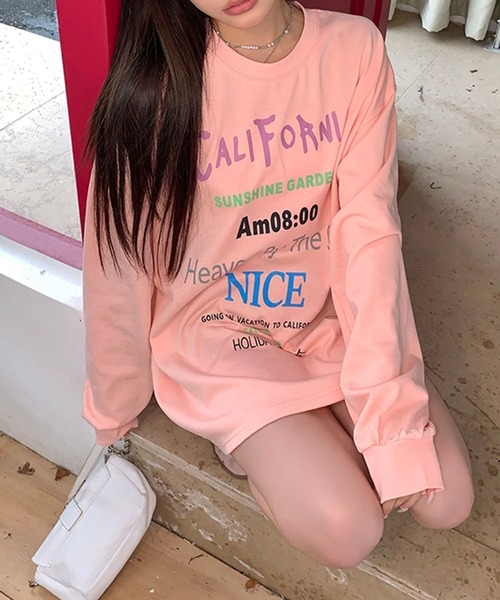 LYEON(リヨン)の「レタリングオーバーサイズロンT(Tシャツ/カットソー・レディース・グレー/ピンク/ホワイト・FREE)」の10枚目の写真
