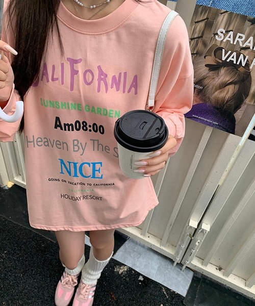 LYEON(リヨン)の「レタリングオーバーサイズロンT(Tシャツ/カットソー・レディース・グレー/ピンク/ホワイト・FREE)」の11枚目の写真