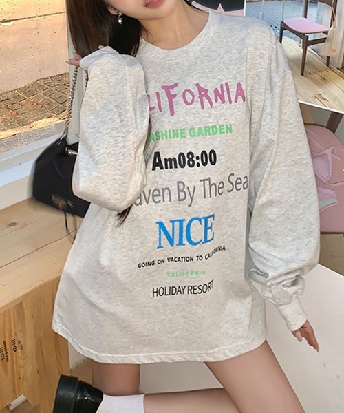 LYEON(リヨン)の「レタリングオーバーサイズロンT(Tシャツ/カットソー・レディース・グレー/ピンク/ホワイト・FREE)」の13枚目の写真