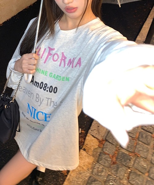 LYEON(リヨン)の「レタリングオーバーサイズロンT(Tシャツ/カットソー・レディース・グレー/ピンク/ホワイト・FREE)」の19枚目の写真
