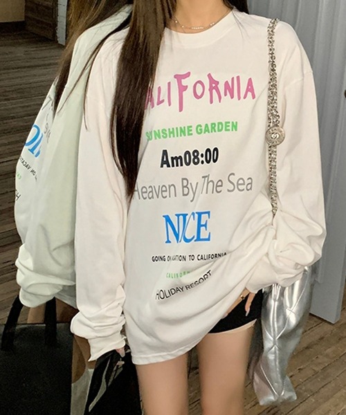 LYEON(リヨン)の「レタリングオーバーサイズロンT(Tシャツ/カットソー・レディース・グレー/ピンク/ホワイト・FREE)」の20枚目の写真