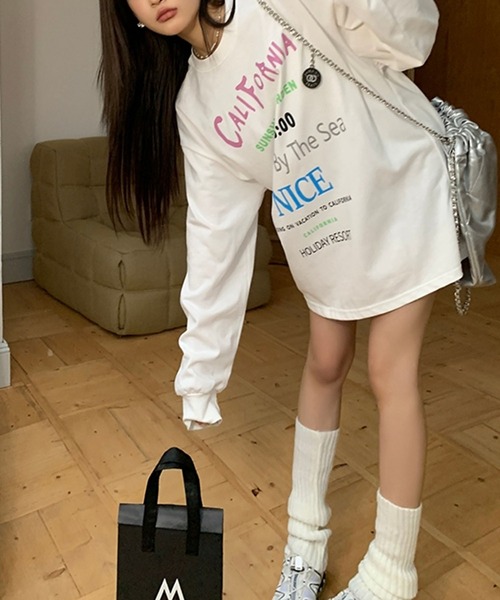 LYEON(リヨン)の「レタリングオーバーサイズロンT(Tシャツ/カットソー・レディース・グレー/ピンク/ホワイト・FREE)」の22枚目の写真