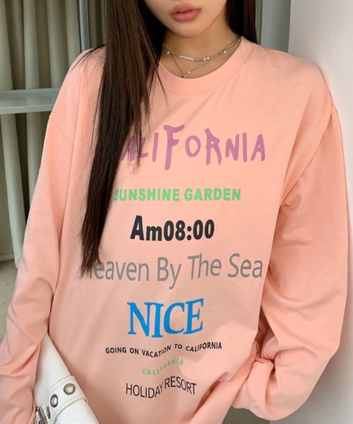 LYEON(リヨン)の「レタリングオーバーサイズロンT(Tシャツ/カットソー・レディース・グレー/ピンク/ホワイト・FREE)」の14枚目の写真