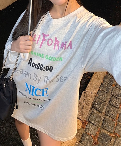 LYEON(リヨン)の「レタリングオーバーサイズロンT(Tシャツ/カットソー・レディース・グレー/ピンク/ホワイト・FREE)」の16枚目の写真