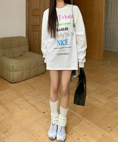 LYEON(リヨン)の「レタリングオーバーサイズロンT(Tシャツ/カットソー・レディース・グレー/ピンク/ホワイト・FREE)」の18枚目の写真