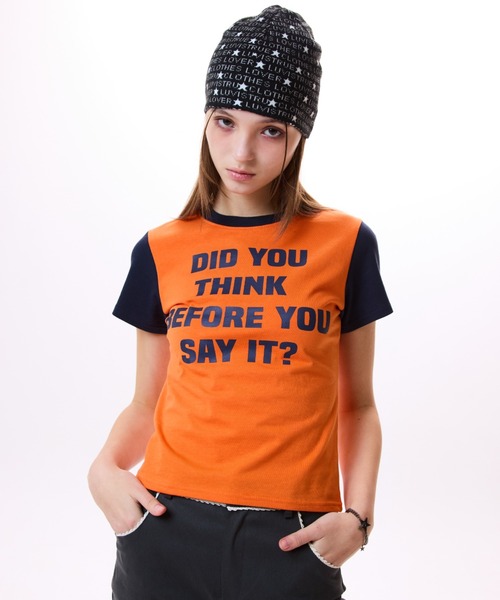 LUVISTRUE(ラヴイズトゥルー)の「IM DID YOU THINK TEE(Tシャツ/カットソー・レディース・オレンジ/ブルー/ホワイト/ブラック・FREE)」の4枚目の写真
