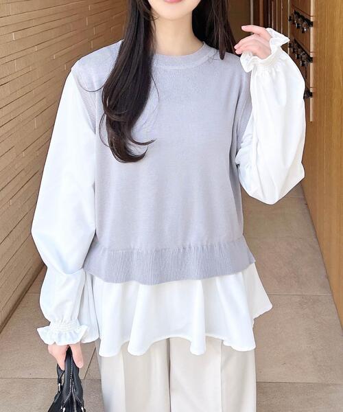 INGNI(イング)の「シャツドッキングニット(ニット/セーター・レディース・ブラック×ホワイト/ホワイト系その他2/ブラック系その他2/ライトグレー系・M)」の4枚目の写真