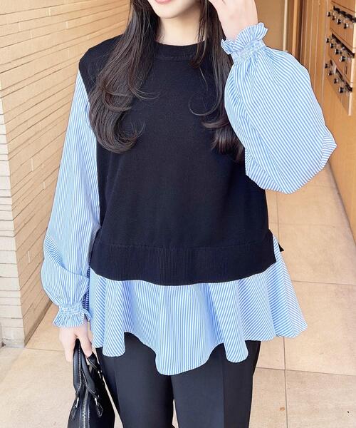 INGNI(イング)の「シャツドッキングニット(ニット/セーター・レディース・ブラック×ホワイト/ホワイト系その他2/ブラック系その他2/ライトグレー系・M)」の3枚目の写真