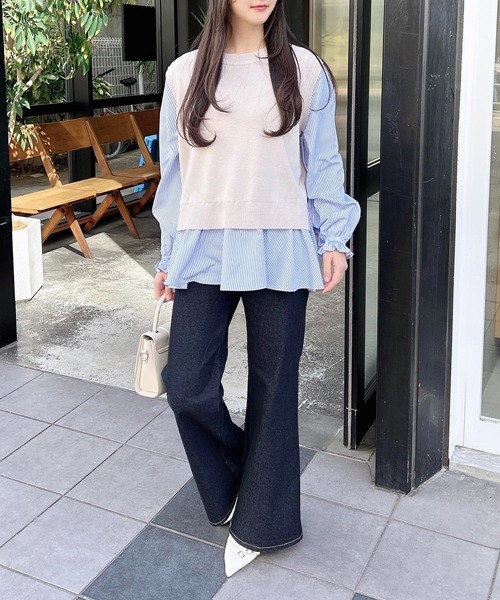 INGNI(イング)の「シャツドッキングニット(ニット/セーター・レディース・ブラック×ホワイト/ホワイト系その他2/ブラック系その他2/ライトグレー系・M)」の9枚目の写真