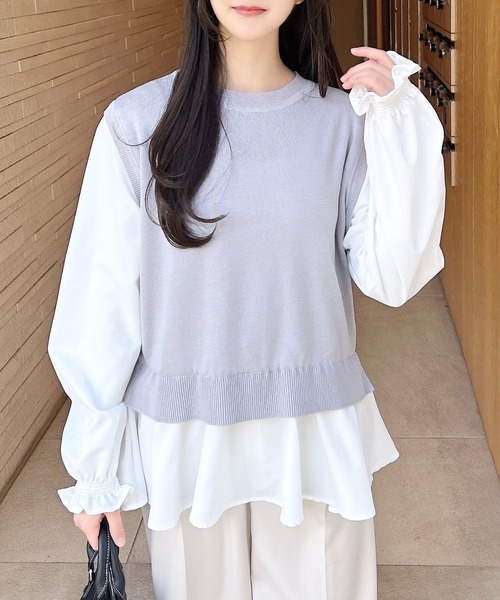 INGNI(イング)の「シャツドッキングニット(ニット/セーター・レディース・ブラック×ホワイト/ホワイト系その他2/ブラック系その他2/ライトグレー系・M)」の21枚目の写真