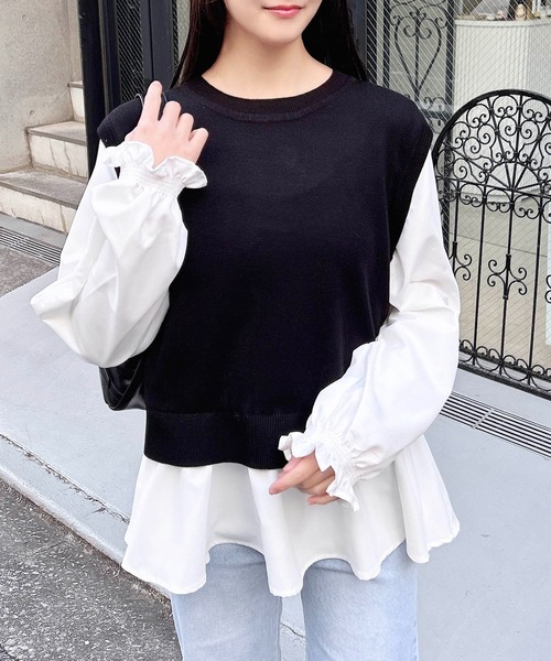 INGNI(イング)の「シャツドッキングニット(ニット/セーター・レディース・ブラック×ホワイト/ホワイト系その他2/ブラック系その他2/ライトグレー系・M)」の10枚目の写真