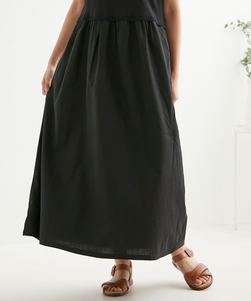 SMILE LAND（スマイルランド）の「異素材ドッキングワンピース＜大きいサイズ有＞【Otona Purete】（ワンピース・レディース・ブラック/キナリ・3L/M/L/LL）」の10枚目の写真