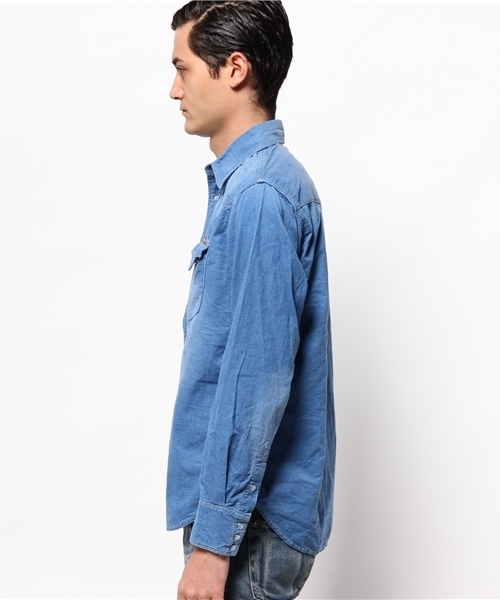 HYSTERIC GLAMOUR（ヒステリックグラマー）の「USED加工コーデュロイ 長袖ウエスタンSH（シャツ/ブラウス・メンズ・インディゴブルー/ダークインディゴブルー・MEDIUM/LARGE/SMALL）」の5枚目の写真