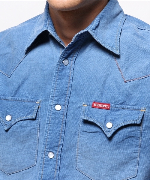 HYSTERIC GLAMOUR（ヒステリックグラマー）の「USED加工コーデュロイ 長袖ウエスタンSH（シャツ/ブラウス・メンズ・インディゴブルー/ダークインディゴブルー・MEDIUM/LARGE/SMALL）」の7枚目の写真
