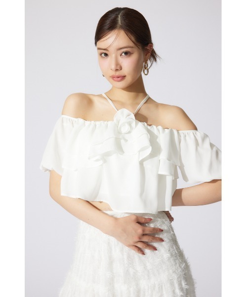 rienda(リエンダ)の「バルーンオフショルティアードブラウス 春服(シャツ/ブラウス・レディース・ホワイト/ブラック/ライトイエロー・FREE)」の4枚目の写真