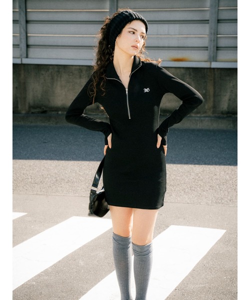 EGOIST（エゴイスト）の「ハーフZIPミニワンピースⅡ（ワンピース・レディース・グレー/ブラウン/ブラック・FREE）」の9枚目の写真
