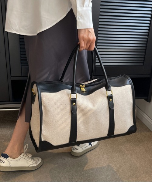 gossip！ロサンゼルス（ゴシップロサンゼルス）の「2WAY配色ボストンバッグ 多機能 大容量  ストラップ付  《通勤・通学に！》 Y2K（ボストンバッグ・レディース・ブラック/ブラウン・FREE）」の11枚目の写真