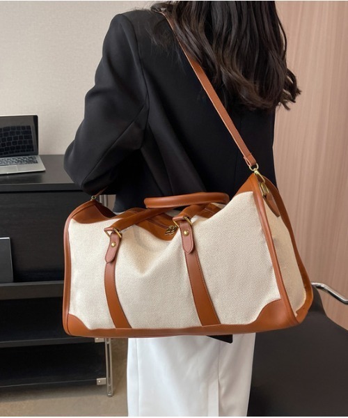 gossip！ロサンゼルス（ゴシップロサンゼルス）の「2WAY配色ボストンバッグ 多機能 大容量  ストラップ付  《通勤・通学に！》 Y2K（ボストンバッグ・レディース・ブラック/ブラウン・FREE）」の7枚目の写真