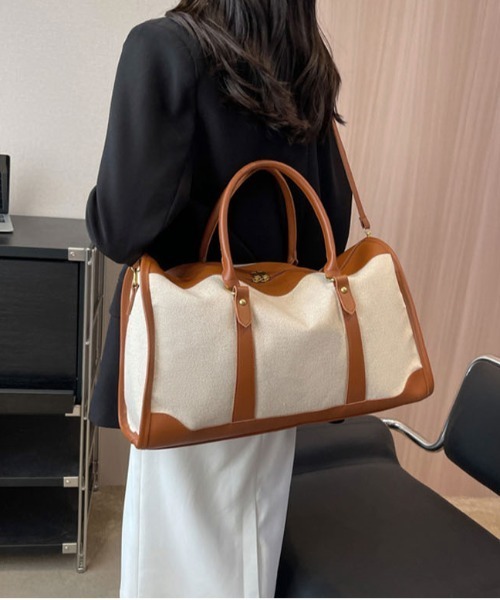 gossip！ロサンゼルス（ゴシップロサンゼルス）の「2WAY配色ボストンバッグ 多機能 大容量  ストラップ付  《通勤・通学に！》 Y2K（ボストンバッグ・レディース・ブラック/ブラウン・FREE）」の5枚目の写真