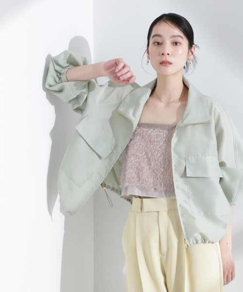 NANO universe(ナノユニバース)の「スパンオーガンジーブルゾン(ブルゾン・レディース・ブラック/グリーン/ホワイト・FREE)」の11枚目の写真