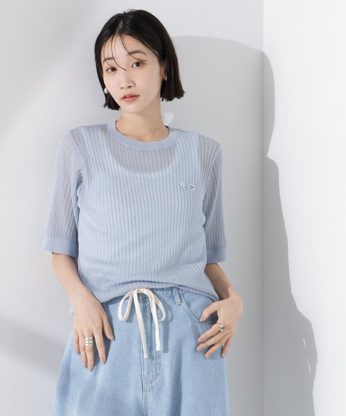 PENNEYS(ぺニーズ)の「PENNEYS別注TheFOXシアーリブニットトップス(ニット/セーター・レディース・アイボリー/ブラック/ブルー・FREE)」の3枚目の写真