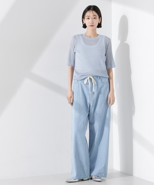 PENNEYS(ぺニーズ)の「PENNEYS別注TheFOXシアーリブニットトップス(ニット/セーター・レディース・アイボリー/ブラック/ブルー・FREE)」の7枚目の写真
