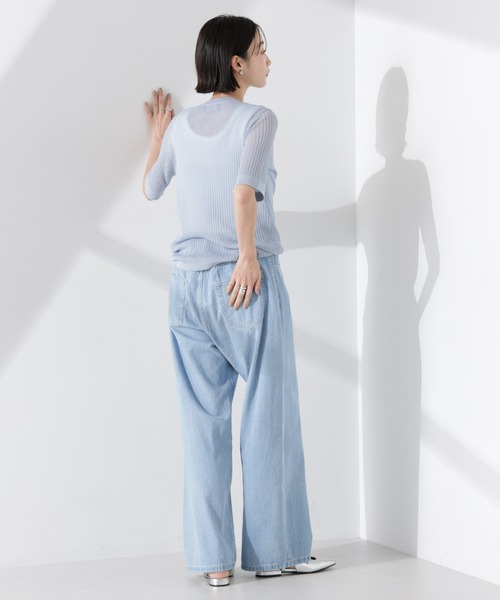 PENNEYS(ぺニーズ)の「PENNEYS別注TheFOXシアーリブニットトップス(ニット/セーター・レディース・アイボリー/ブラック/ブルー・FREE)」の9枚目の写真