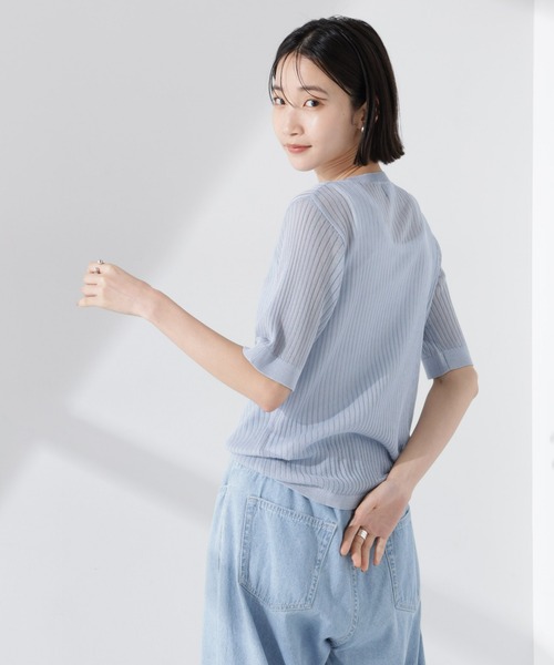 PENNEYS(ぺニーズ)の「PENNEYS別注TheFOXシアーリブニットトップス(ニット/セーター・レディース・アイボリー/ブラック/ブルー・FREE)」の5枚目の写真