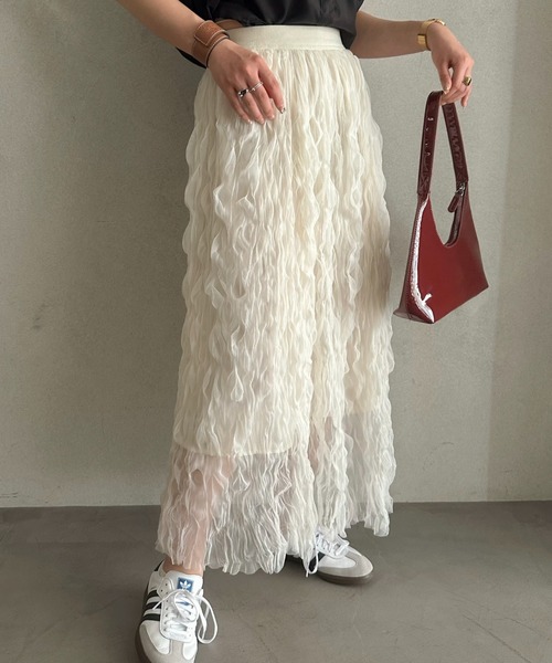 efill（エフィル）の「エシリアル フリンジ マキシスカート（スカート・レディース・アイボリー・FREE）」の3枚目の写真