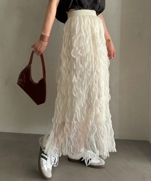 efill（エフィル）の「エシリアル フリンジ マキシスカート（スカート・レディース・アイボリー・FREE）」の2枚目の写真