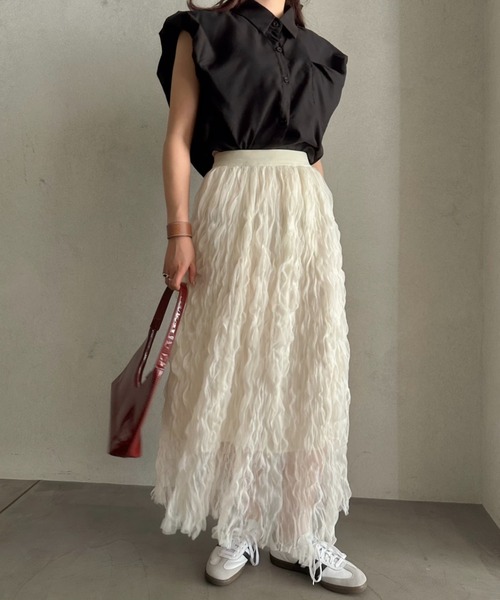 efill（エフィル）の「エシリアル フリンジ マキシスカート（スカート・レディース・アイボリー・FREE）」の5枚目の写真