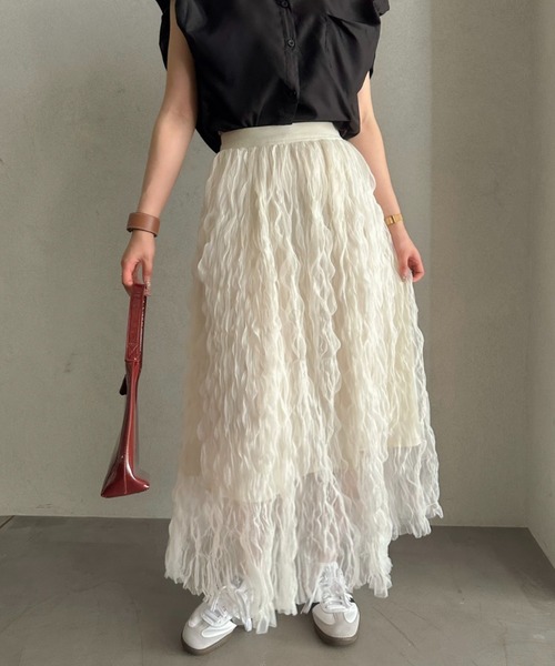efill（エフィル）の「エシリアル フリンジ マキシスカート（スカート・レディース・アイボリー・FREE）」の22枚目の写真