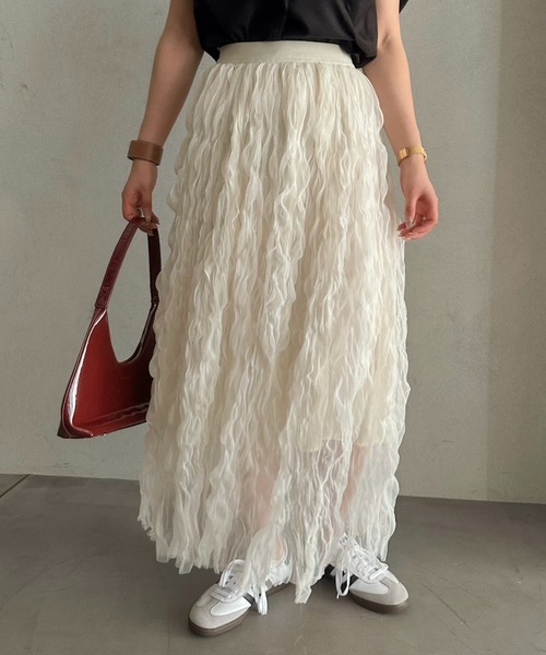 efill（エフィル）の「エシリアル フリンジ マキシスカート（スカート・レディース・アイボリー・FREE）」の8枚目の写真