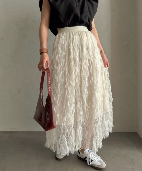 efill（エフィル）の「エシリアル フリンジ マキシスカート（スカート・レディース・アイボリー・FREE）」の17枚目の写真