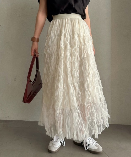 efill（エフィル）の「エシリアル フリンジ マキシスカート（スカート・レディース・アイボリー・FREE）」の21枚目の写真