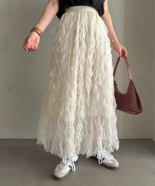 efill（エフィル）の「エシリアル フリンジ マキシスカート（スカート・レディース・アイボリー・FREE）」の9枚目の写真