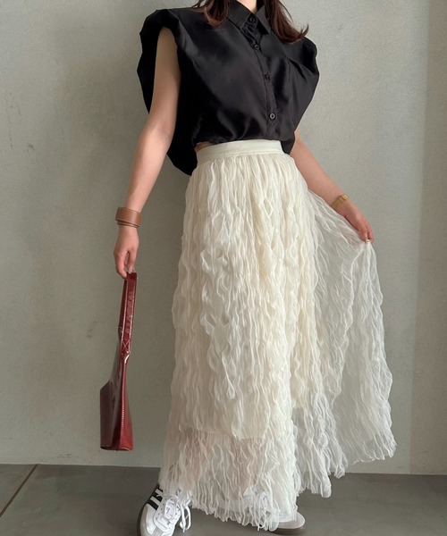 efill（エフィル）の「エシリアル フリンジ マキシスカート（スカート・レディース・アイボリー・FREE）」の6枚目の写真