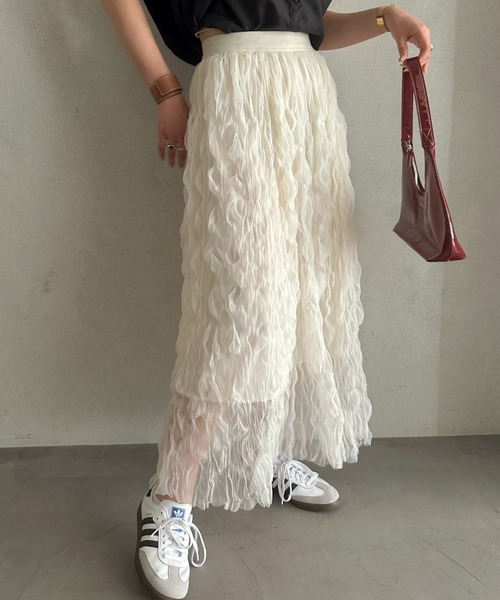 efill（エフィル）の「エシリアル フリンジ マキシスカート（スカート・レディース・アイボリー・FREE）」の4枚目の写真