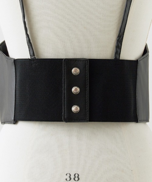 セール】Lace Up Fake Leather bustier / レースアップフェイク
