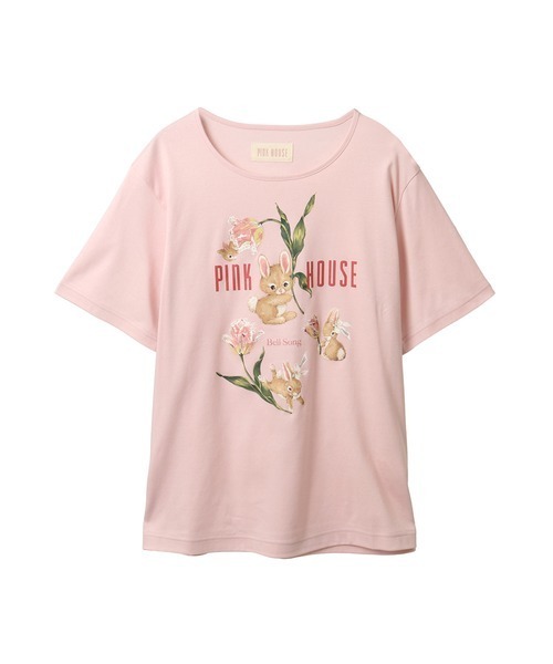 PINKHOUSE ピンクハウス　チューリップうさぎ　カットソー　Tシャツ PINK HOUSE / ピンクハウス チューリップうさぎプリント