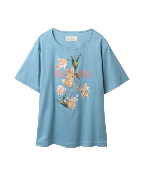 PINKHOUSE ピンクハウス　チューリップうさぎ　カットソー　Tシャツ セール】チューリップうさぎプリントカットソー（Tシャツ