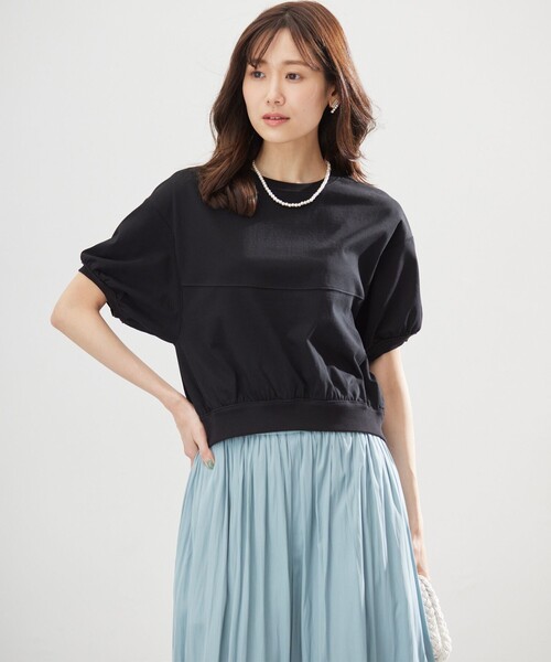 組曲 L（クミキョク オオキイサイズ）の「クールプレーティング天竺スエットライク カットソー（Tシャツ/カットソー・レディース・グレー系/ブラック系・5/6）」の8枚目の写真
