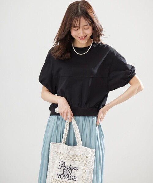 組曲 L（クミキョク オオキイサイズ）の「クールプレーティング天竺スエットライク カットソー（Tシャツ/カットソー・レディース・グレー系/ブラック系・5/6）」の9枚目の写真