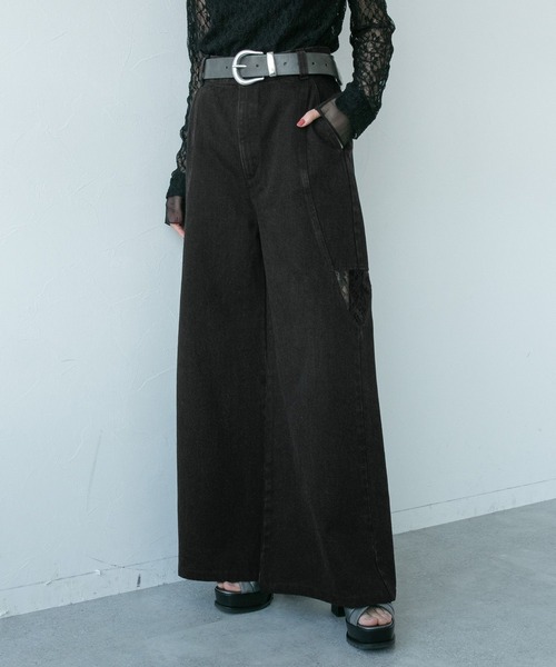 HARE(ハレ)の「カットアウトレースデニムパンツ(HARE)(デニムパンツ・レディース・ブルー/ブラック・FREE)」の22枚目の写真